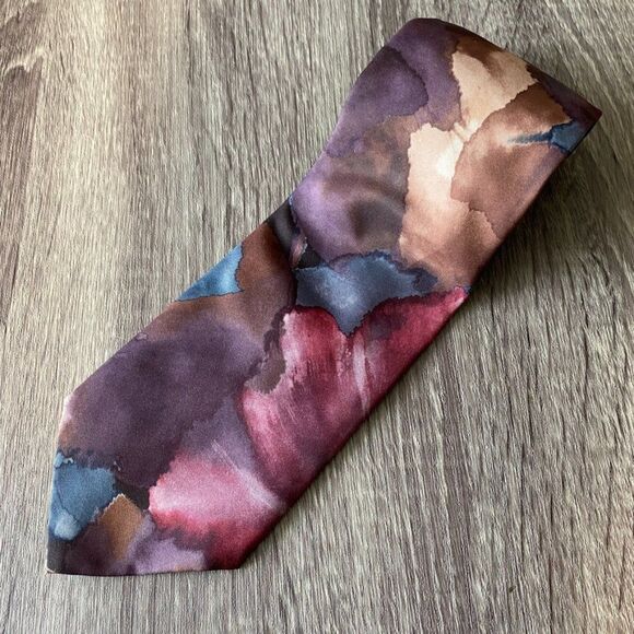Tango by Max Raab Abstract Watercolor Artsy Men’s Tie 3.75” x 60” Made In USA - Picture 1 of 4